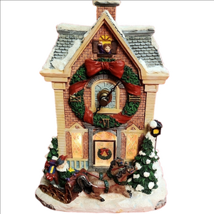 Musical Charming Holiday House Figurine with Santa and Sleigh